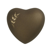 Load image into Gallery viewer, At Peace Memorials Wheat Heart Keepsake Brass Brown Cremation Urn for Ashes 3 CI