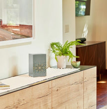 Load image into Gallery viewer, At Peace Memorials Life Canvas Mosaic Pewter Adult Cremation Urn 200 CI