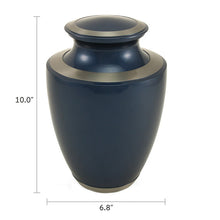 Load image into Gallery viewer, Adult 200 Cubic Inch Brass Blue Funeral Cremation Urn for Ashes