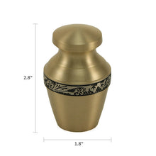Load image into Gallery viewer, At Peace Memorials Avalon Bronze Mini Keepsake Cremation Urn w/velvet bag, up to 5 Cubic Inches