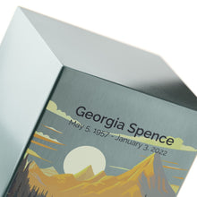 Load image into Gallery viewer, At Peace Memorials Life Canvas Mountain Landscape Pewter Large Cremation Urn 200 CI