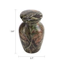 Load image into Gallery viewer, At Peace Memorials Classic Shady Oak Camo Mini Keepsake Cremation Urn w/velvet bag, up to 5 Cubic Inches