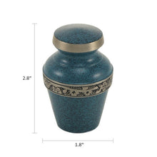 Load image into Gallery viewer, At Peace Memorials Avalon Evening Blue Mini Keepsake w/Velvet Bag Cremation Urn
