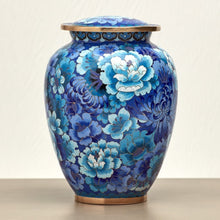 Load image into Gallery viewer, At Peace Memorials Elite Floral Blue Large/Adult Cremation Urn 210 Cubic Inches