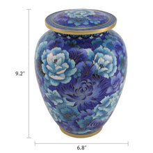 Load image into Gallery viewer, At Peace Memorials Elite Floral Blue Large/Adult Cremation Urn 210 Cubic Inches
