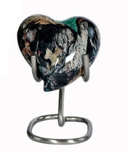 Load image into Gallery viewer, Small/Keepsake 5 Cubic Inches Heart Camouflage Design-9 Brass Funeral Cremation Urn