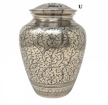 Load image into Gallery viewer, Large/Adult 200 Cubic Inches Marvel Holly-Leaved Oak Brass Funeral Cremation Urn