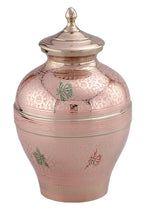 Load image into Gallery viewer, Large/Adult 200 Cubic Inches Sheen Pink Decorative Butterfly Brass Funeral Cremation Urn