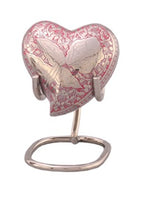 Load image into Gallery viewer, Small/Keepsake 5 Cubic Inches Heart Sheen Pink Rose Brass Funeral Cremation Urn