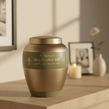 Load image into Gallery viewer, Large/Adult 200 Cubic Inches Luxa Sage Brass Cremation Urn for Ashes