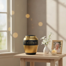 Load image into Gallery viewer, Large/Adult 200 Cubic Inches Luxa Stone Brass Cremation Urn for Ashes
