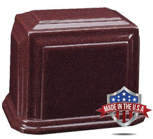 Load image into Gallery viewer, At Peace Memorials Companion Cultured Marble Urn for Ashes (Burgundy) 600 CI TSA Approved
