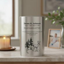 Load image into Gallery viewer, Large/Adult 200 Cubic Inches Silver Color Stainless Steel Cylinder Cremation Urn