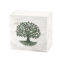 Load image into Gallery viewer, Monumental Memorials Tree of Life Green White Marble Cremation Urn 200 CI