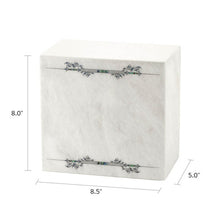 Load image into Gallery viewer, Monumental Memorials Scroll Dark Blue White Marble Cremation Urn 200 CI