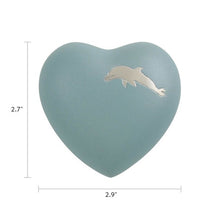 Load image into Gallery viewer, At Peace Memorials Dolphin Heart Keepsake w/ Velvet Box Cremation Urn, 3 CI