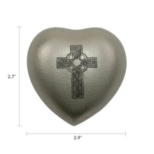 Load image into Gallery viewer, New, Solid Brass Celtic Cross Heart Keepsake Cremation Urn, 3 Cubic Inches