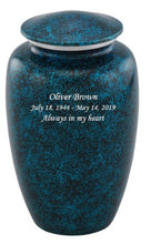 Load image into Gallery viewer, At Peace Memorials Classic Cyan Cremation Urn for ashes 200 CI