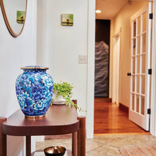 Load image into Gallery viewer, At Peace Memorials Elite Floral Blue Large/Adult Cremation Urn 210 Cubic Inches