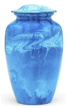 Load image into Gallery viewer, At Peace Memorials Tie-Dye Alloy Blue Cremation Urn for ashes 200 CI