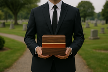 Load image into Gallery viewer, Large/Adult 220 Cubic Inches Chalet Walnut Wood Funeral Cremation Urn for Ashes