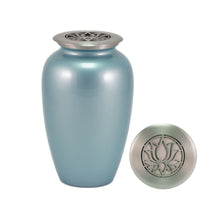 Load image into Gallery viewer, At Peace Memorials Large/Adult 200 Cubic Inches Riverfall Scatter Classic Lotus Blue Frost Cremation Urn
