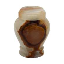 Load image into Gallery viewer, Small/Keepsake 15 Cubic Inch Embrace Light Onyx Marble Cremation Urn