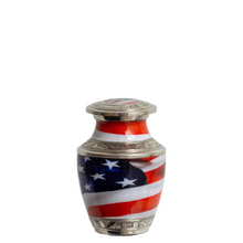 Load image into Gallery viewer, Small/Keepsake 2.5 Cubic Inches Stars & Stripes Miniature Cremation Urn for Ashes