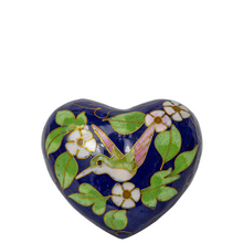 Load image into Gallery viewer, Small/Keepsake 2.5 Cubic Inches Cloisonne Hummingbird Blue Heart Cremation Urn for Ashes