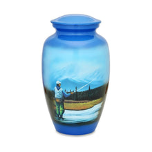 Load image into Gallery viewer, Fly Fishing 220 Cubic Inches Large/Adult Funeral Cremation Urn for Ashes