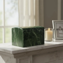 Load image into Gallery viewer, Large/Adult 270 Cubic Inches Green Cultured Marble Cremation Urn for Ashes