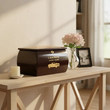 Load image into Gallery viewer, Large/Adult 230 Cubic Inches Mahogany Burlwood Chest Cremation Urn for Ashes