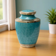 Load image into Gallery viewer, Large/Adult 200 Cubic Inches Mother of Pearl Aqua Cremation Urn for Ashes