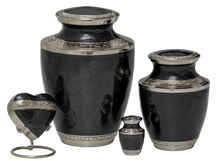 Load image into Gallery viewer, Small/Keepsake 3 Cubic Inches Mother of Pearl Black Brass Funeral Cremation Urn