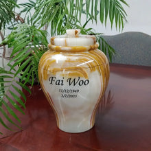 Load image into Gallery viewer, Large/Adult 220 Cubic Inches Onyx Natural Marble Cremation Urn for Ashes