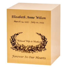 Load image into Gallery viewer, 210 Cubic Inches Sheet Bronze Cube Cremation Urn for Ashes