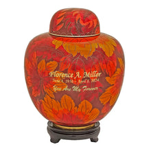 Load image into Gallery viewer, Large/Adult 210 Cubic Inches Fall Leaf Cloisonne Funeral Cremation Urn for Ashes