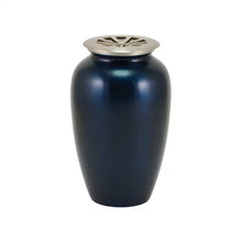 Load image into Gallery viewer, At Peace Memorials Large/Adult 200 Cubic Inches Riverfall Scatter Classic Sunray Midnight Blue Cremation Urn