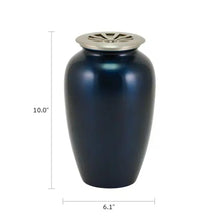Load image into Gallery viewer, At Peace Memorials Large/Adult 200 Cubic Inches Riverfall Scatter Classic Sunray Midnight Blue Cremation Urn