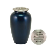 Load image into Gallery viewer, At Peace Memorials Large/Adult 200 Cubic Inches Riverfall Scatter Classic Flag Midnight Blue Cremation Urn