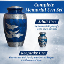 Load image into Gallery viewer, At Peace Memorials Dove Blue Urn for Ashes SET