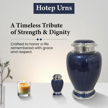 Load image into Gallery viewer, At Peace Memorials Hotep Navy Blue Urn for Ashes SET