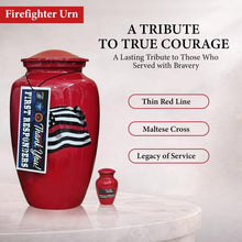 Load image into Gallery viewer, At Peace Memorials Firefighter Red Urn for Ashes SET