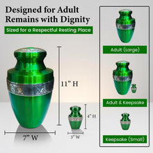 Load image into Gallery viewer, At Peace Memorials Tranquility Green Urn for Ashes SET