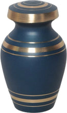 Load image into Gallery viewer, Small/Keepsake 3 Cubic Inches Wedgewood Blue Brass Funeral Cremation Urn