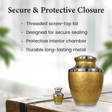 Load image into Gallery viewer, At Peace Memorials Cordoba Gold Keepsake Urn for Ashes