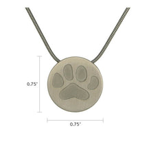 Load image into Gallery viewer, Stainless Steel Pewter Pendant w/Large Paw and Chain Cremation Urn for Ashes
