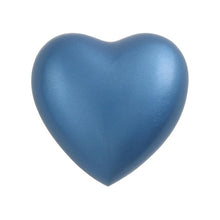 Load image into Gallery viewer, Blue Alloy & Brass Heart Keepsake Funeral Cremation Urn for Ashes, 3 Cubic Inch