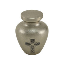 Load image into Gallery viewer, New, Solid Brass Celtic Cross Keepsake Funeral Cremation Urn, 5 Cubic Inches