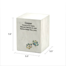 Load image into Gallery viewer, Monumental Memorials Pet Paws Pearl Inlay White, Medium Urn